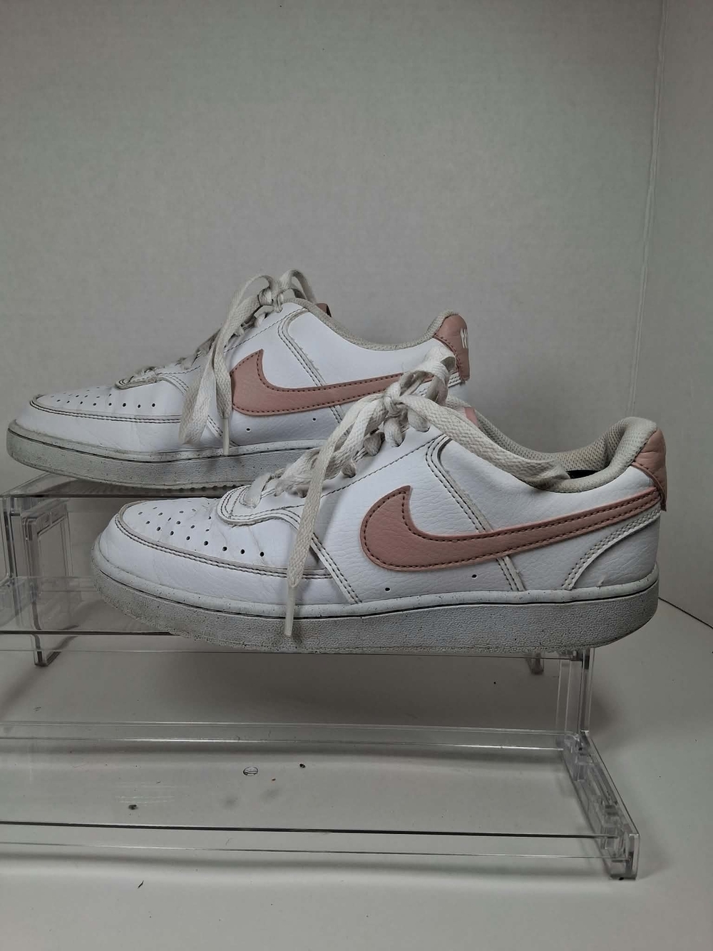 Nike Court Vision Next Nature Low Top Lace-Up Sneakers White/Pink DH3158-102 Sz8